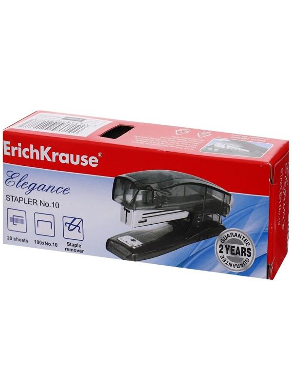 Степлер ErichKrause Elegance № 10, до 20 листов, встроенный антистеплер, МИКС