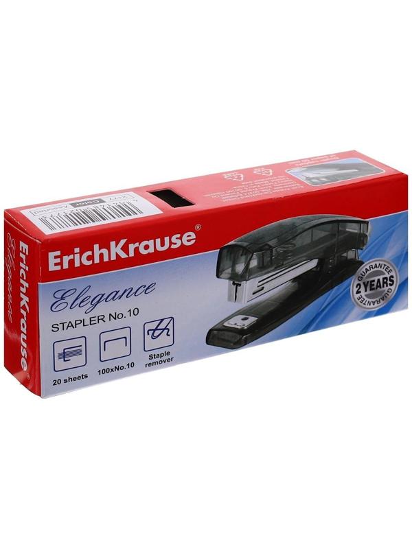 Степлер ErichKrause Elegance № 10, до 20 листов, встроенный антистеплер, МИКС