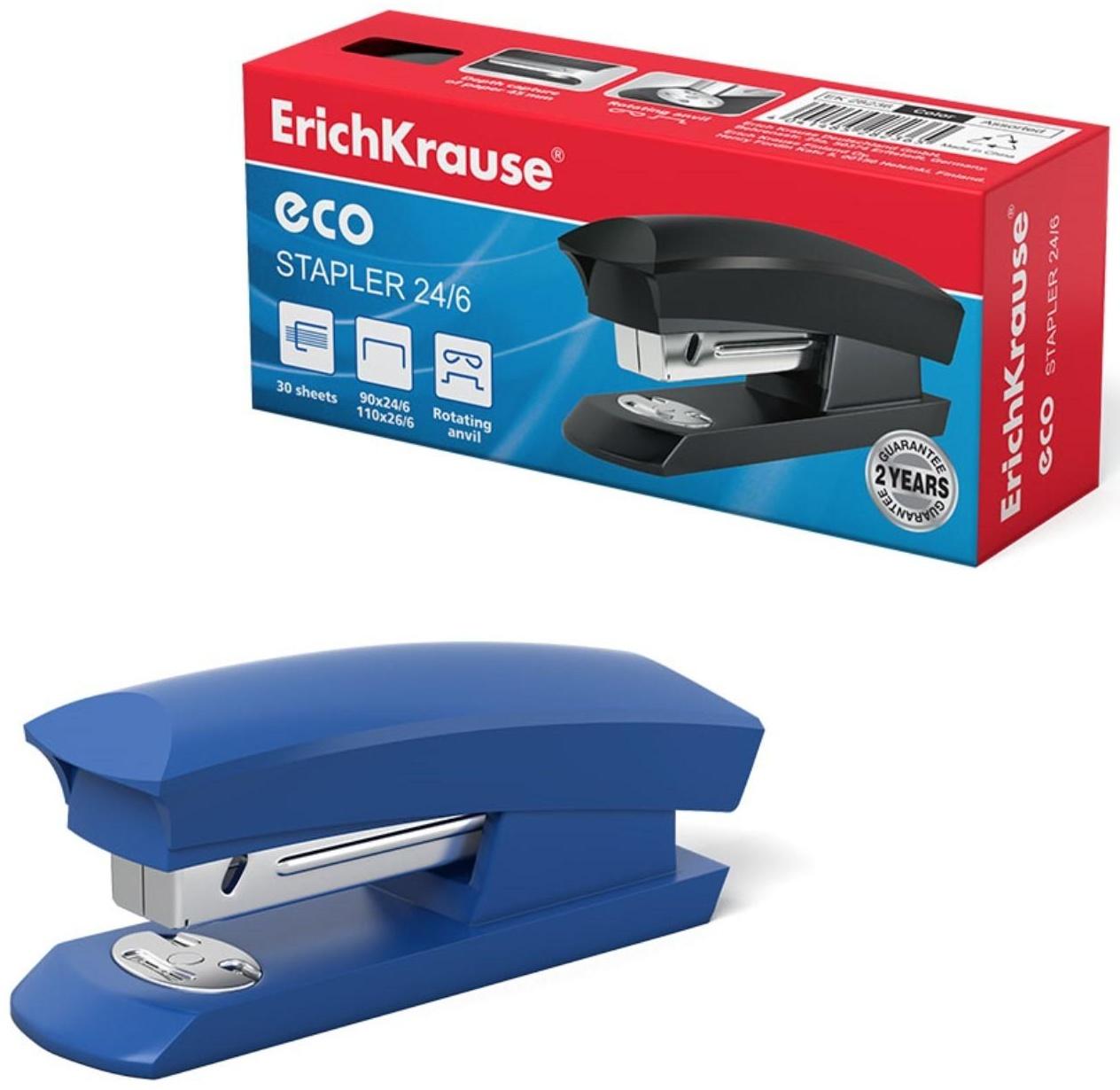 Степлер ErichKrause ECO № 24/6 и 26/6, до 30 листов, микс