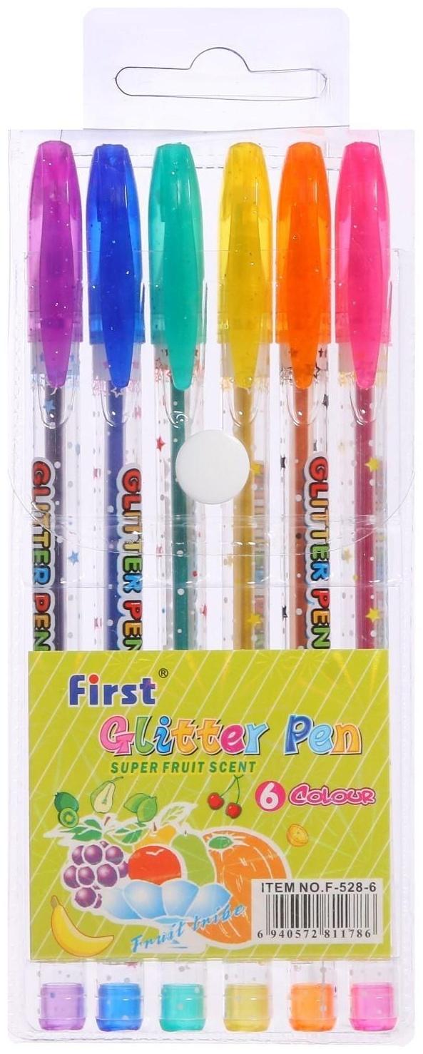 Набор гелевых ручек, 6 цветов, металлик, корпус с рисунком, в блистере на кнопке