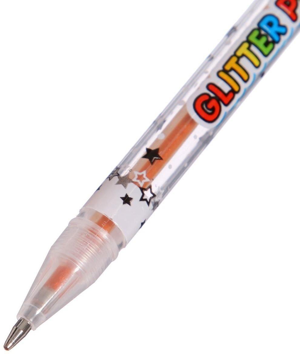 Набор гелевых ручек, 6 цветов, металлик, корпус с рисунком, в блистере на кнопке