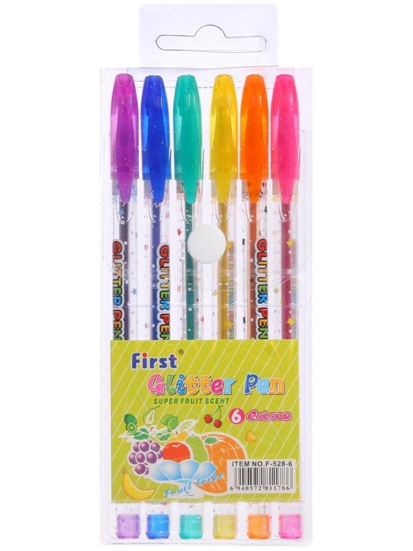 Набор гелевых ручек, 6 цветов, металлик, корпус с рисунком, в блистере на кнопке