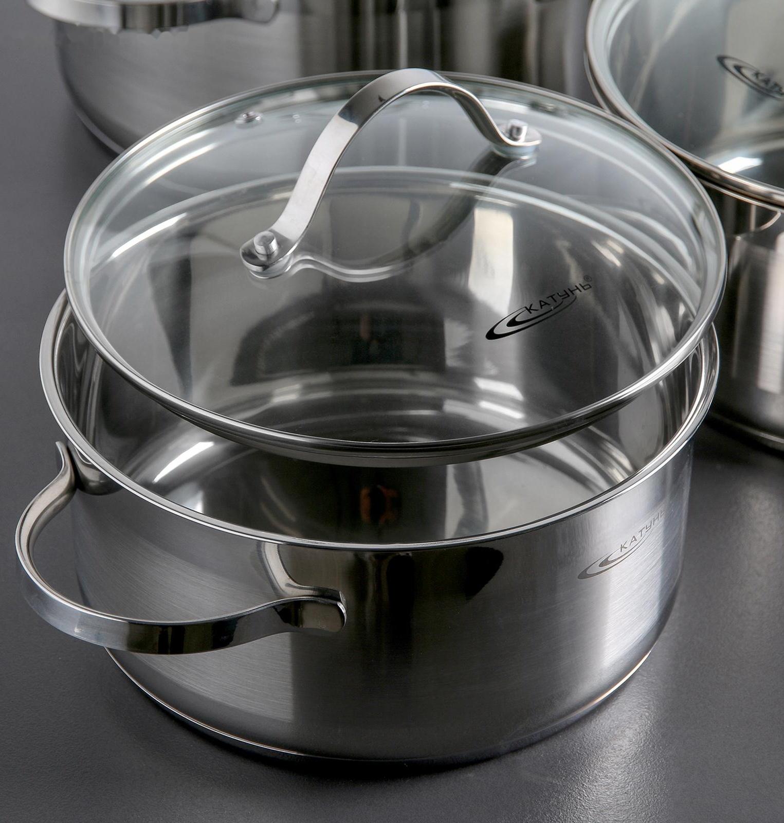 Набор кастрюль «Альта», 3 предмета: 3,2 л, 4,2 л, 5,2 л, капсульное дно, крышки