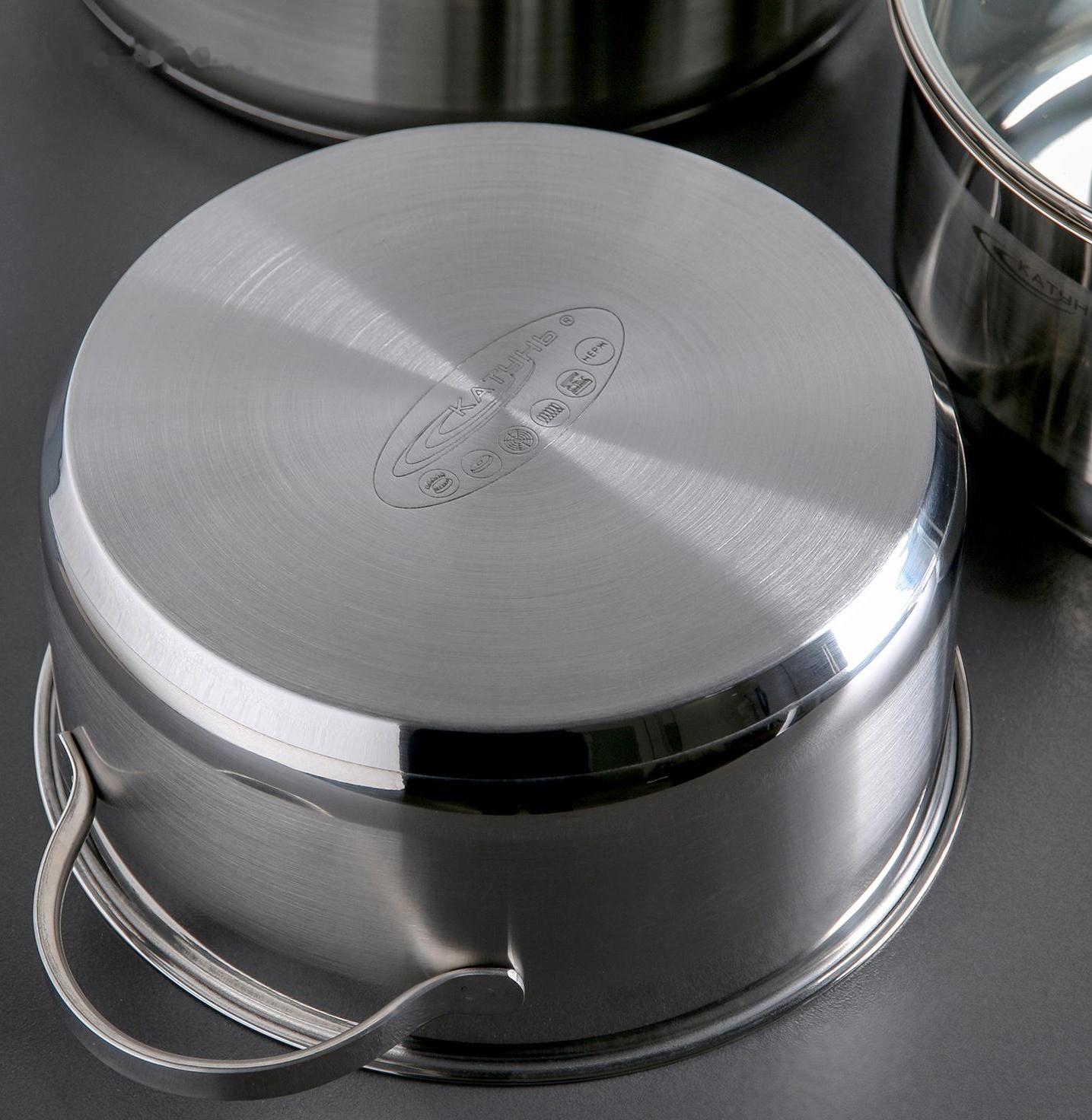 Набор кастрюль «Альта», 3 предмета: 3,2 л, 4,2 л, 5,2 л, капсульное дно, крышки