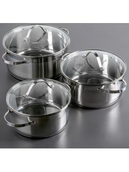 Набор кастрюль «Альта», 3 предмета: 3,2 л, 4,2 л, 5,2 л, капсульное дно, крышки