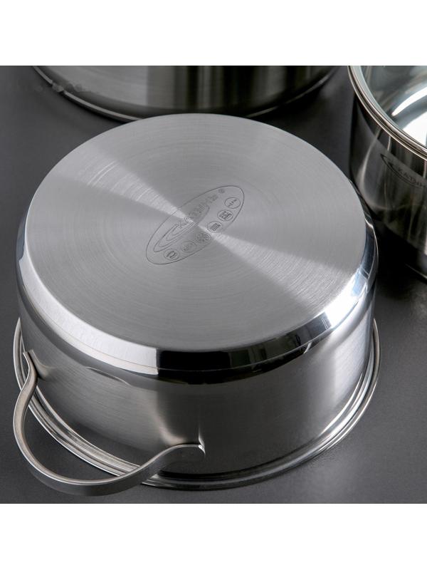 Набор кастрюль «Альта», 3 предмета: 3,2 л, 4,2 л, 5,2 л, капсульное дно, крышки