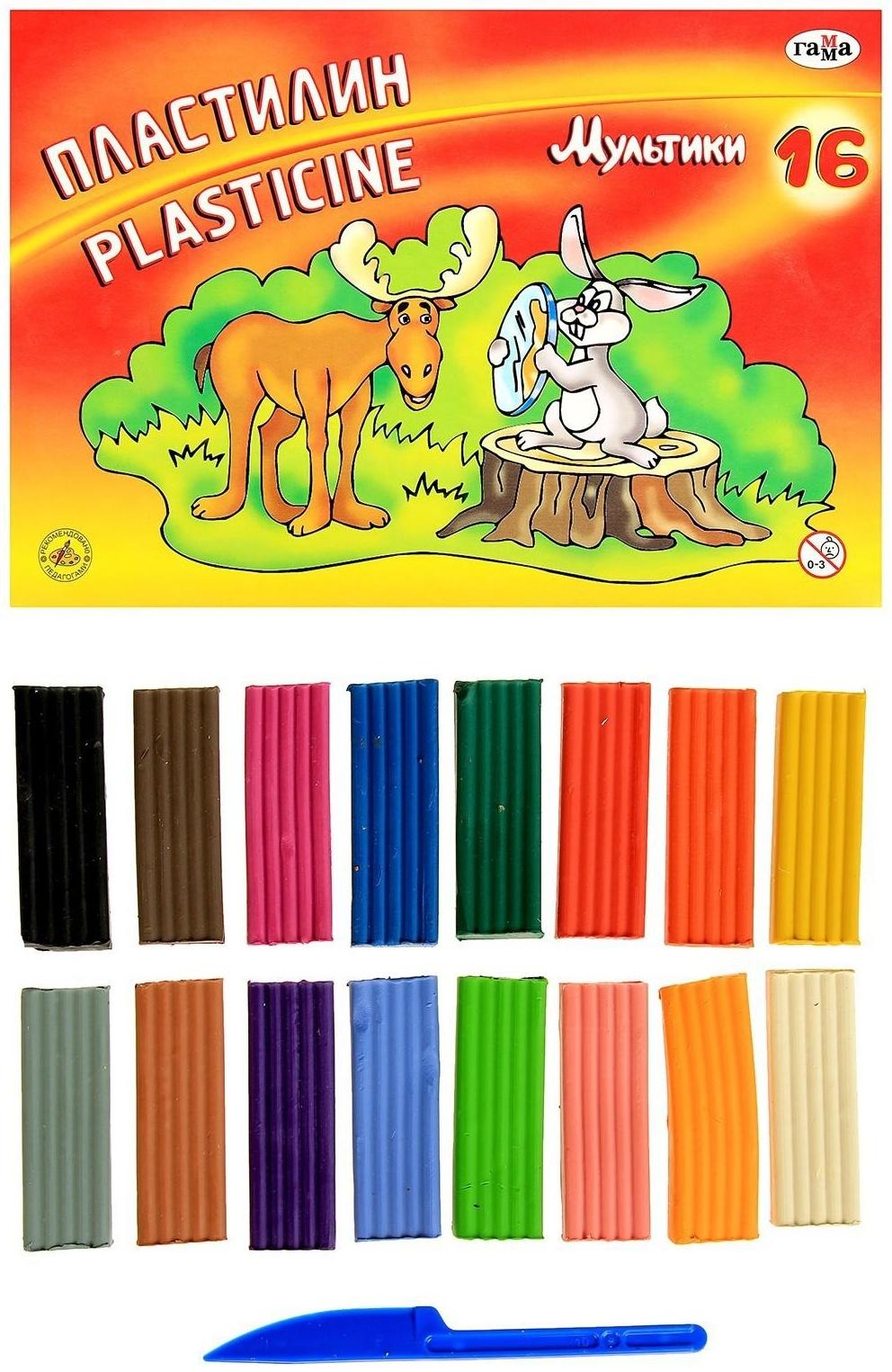 Пластилин 16 цветов 320 г, 