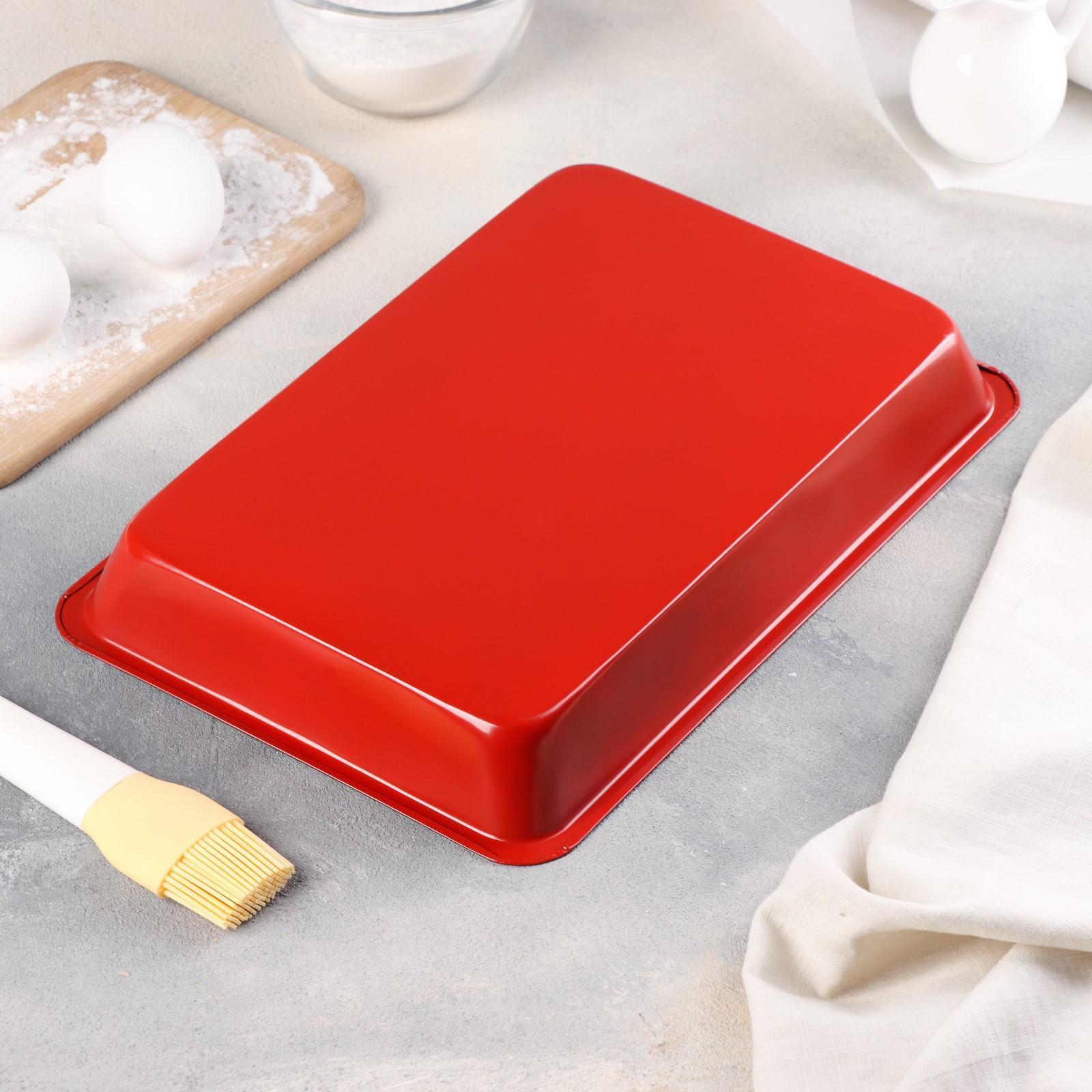 Противень Доляна «Ренард. Прямоугольник», 31×21×4 см, антипригарное покрытие, цвет красный