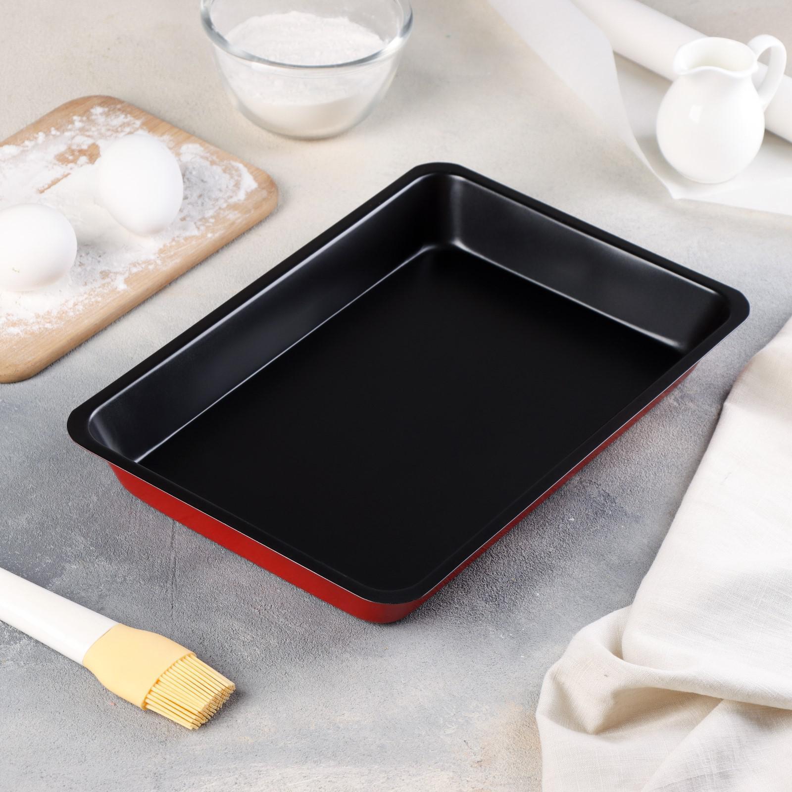 Противень Доляна «Ренард. Прямоугольник», 31×21×4 см, антипригарное покрытие, цвет красный