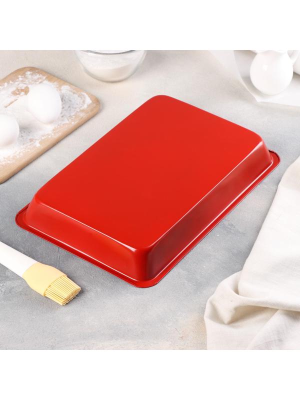 Противень Доляна «Ренард. Прямоугольник», 31×21×4 см, антипригарное покрытие, цвет красный