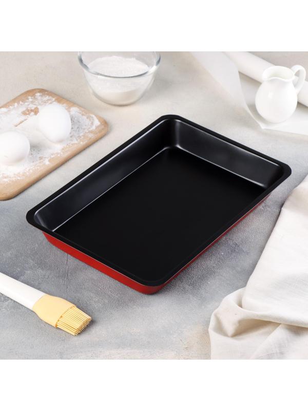 Противень Доляна «Ренард. Прямоугольник», 31×21×4 см, антипригарное покрытие, цвет красный