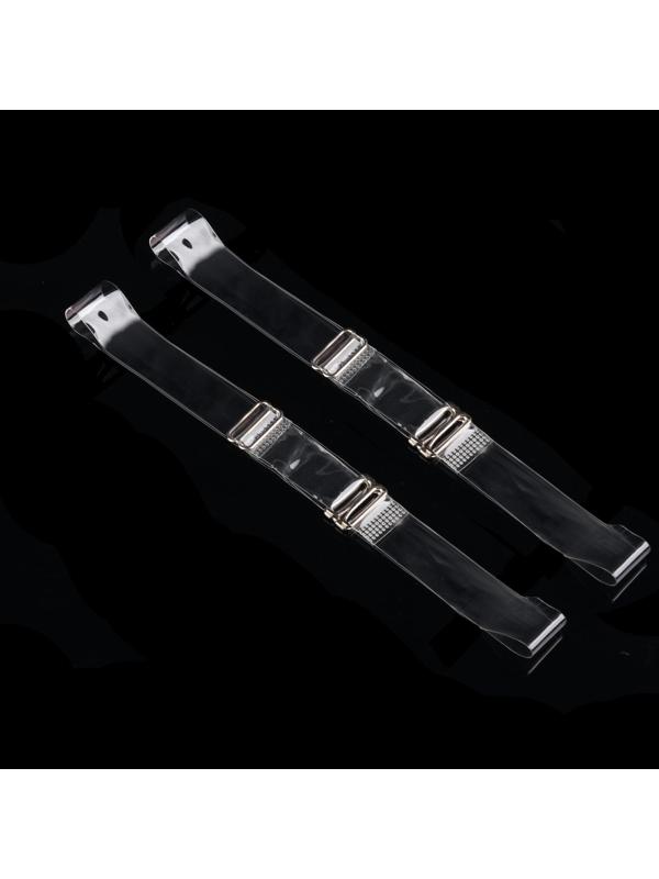 Бретели силиконовые, фурнитура металл, 1,5 см, 37 см, пара, цвет прозрачный