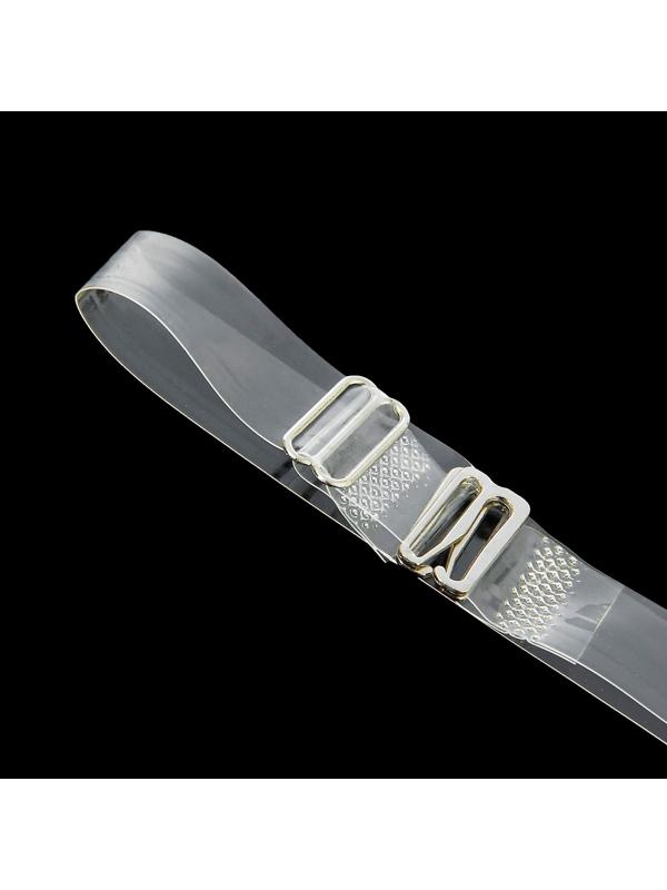 Бретели силиконовые, фурнитура металл, 1,5 см, 37 см, пара, цвет прозрачный