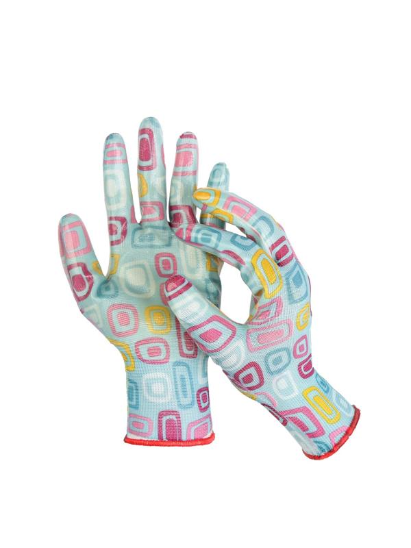 Перчатки нейлоновые, с нитриловым полуобливом, размер 10, цвет МИКС