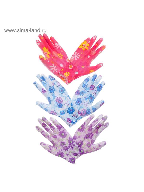 Перчатки нейлоновые, с латексной пропиткой, размер 8, цвет МИКС, Greengo