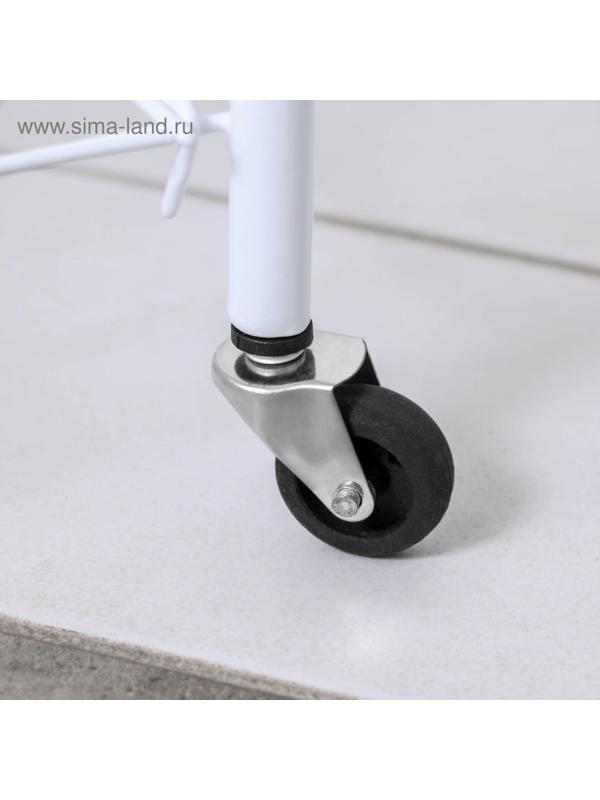 Этажерка напольная 4-х секционная, на колёсах, 31×34×77 см, цвет белый