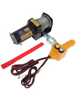Лебедка электрическая ТУНДРА, 12/24V, 2000 lb (0.9 т), 1 л.с., до 3.2 м/мин, 4.8 мм х 12 м