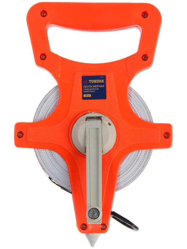 Рулетка геодезическая ТУНДРА, фиберглассовая лента, 30 м