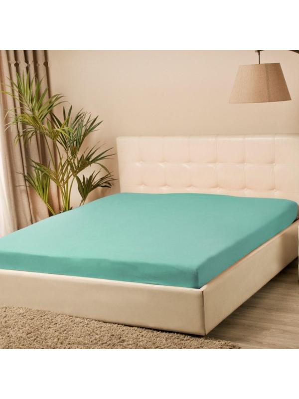 Простыня на резинке «Купу-купу», 180х200х20 см, бирюза, трикотаж