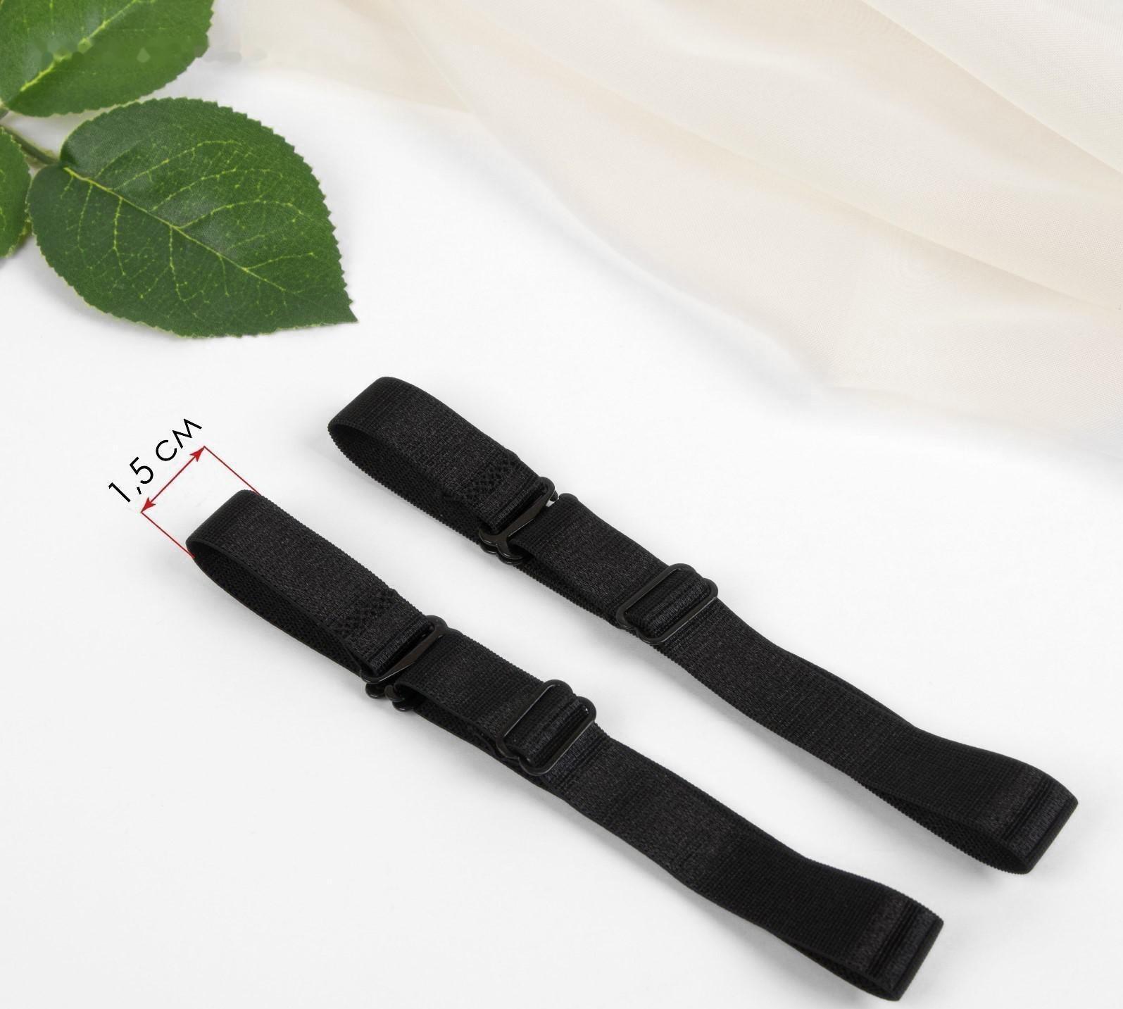 Бретели текстильные, 1,5 см, 36 ± 2 см, пара, цвет чёрный