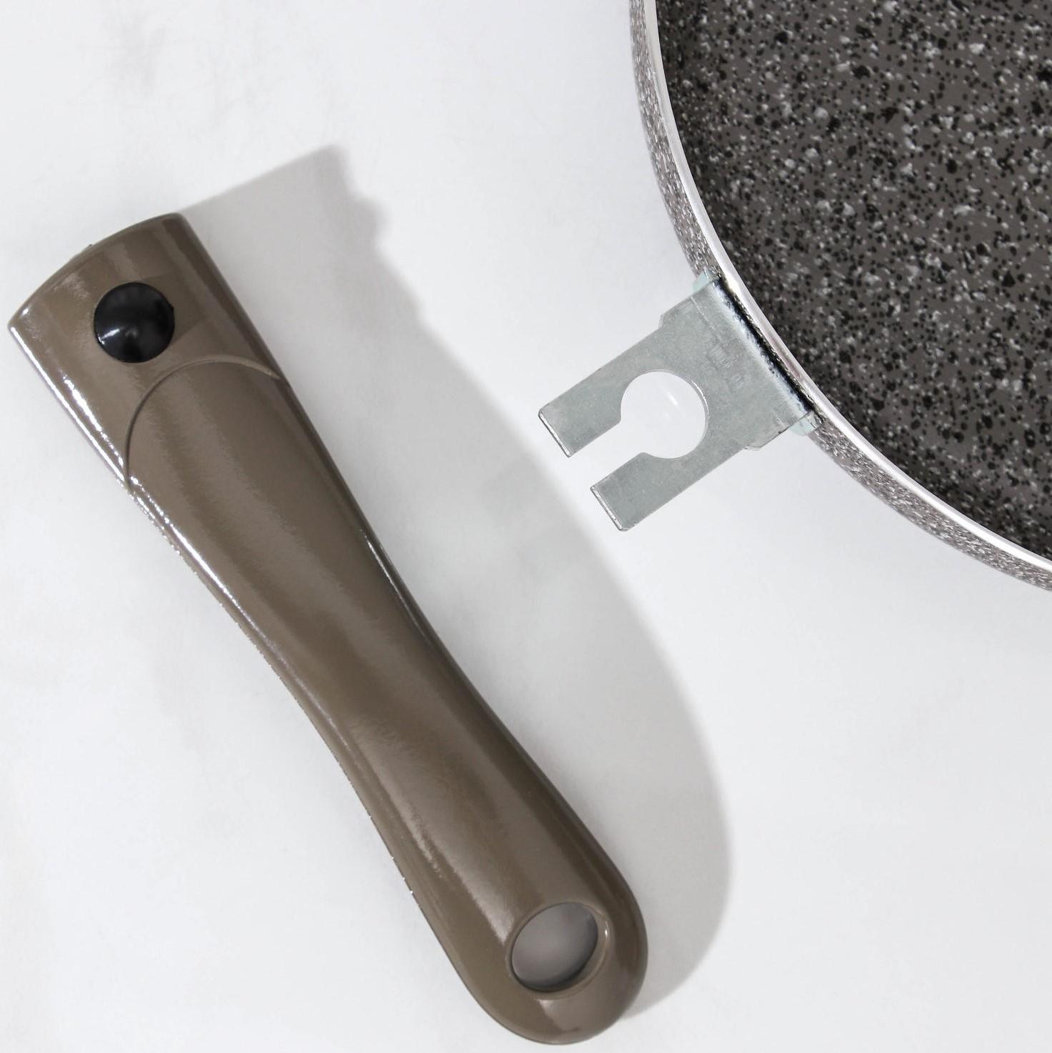 Сковорода Onyx, d=28 см, съёмная ручка, стеклянная крышка, антипригарное покрытие, цвет серый