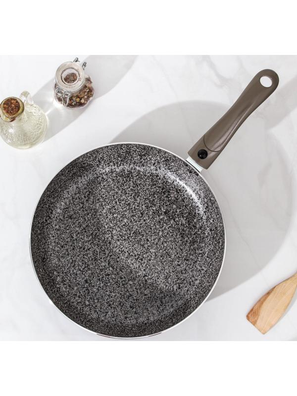 Сковорода Onyx, d=28 см, съёмная ручка, стеклянная крышка, антипригарное покрытие, цвет серый
