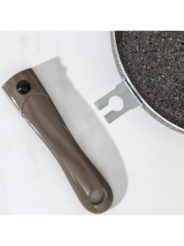 Сковорода Onyx, d=28 см, съёмная ручка, стеклянная крышка, антипригарное покрытие, цвет серый