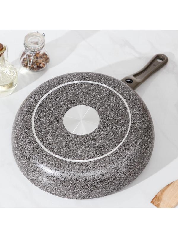 Сковорода Onyx, d=28 см, съёмная ручка, стеклянная крышка, антипригарное покрытие, цвет серый