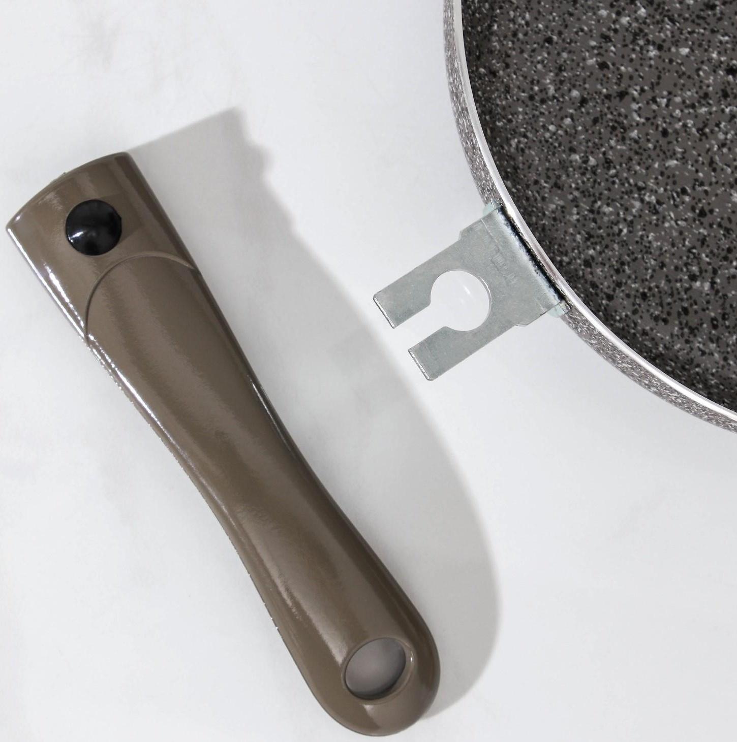 Сковорода Onyx, d=22 см, съёмная ручка, стеклянная крышка, антипригарное покрытие, цвет серый