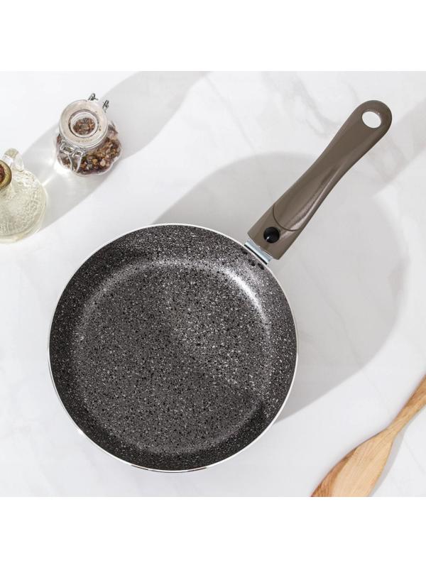 Сковорода Onyx, d=22 см, съёмная ручка, стеклянная крышка, антипригарное покрытие, цвет серый