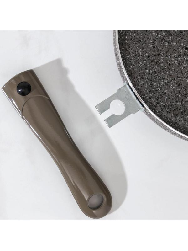 Сковорода Onyx, d=22 см, съёмная ручка, стеклянная крышка, антипригарное покрытие, цвет серый