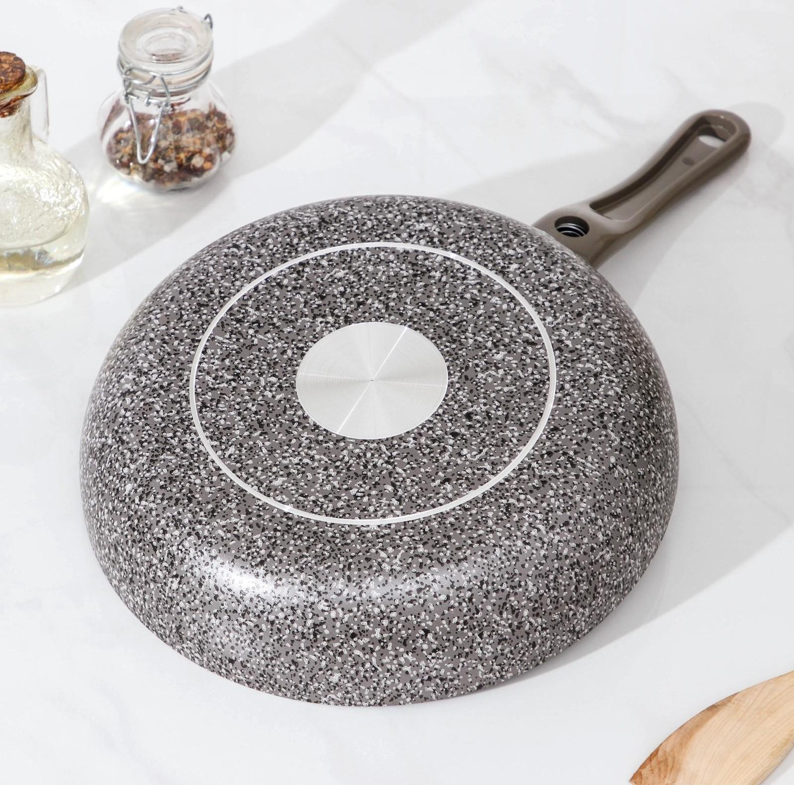 Сковорода Onyx, d=26 см, съёмная ручка, стеклянная крышка, антипригарное покрытие, цвет серый