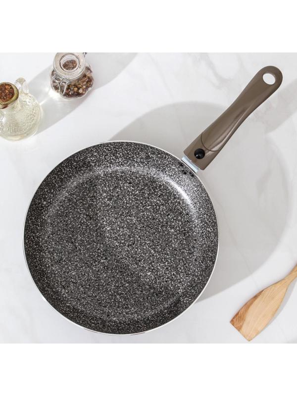 Сковорода Onyx, d=26 см, съёмная ручка, стеклянная крышка, антипригарное покрытие, цвет серый