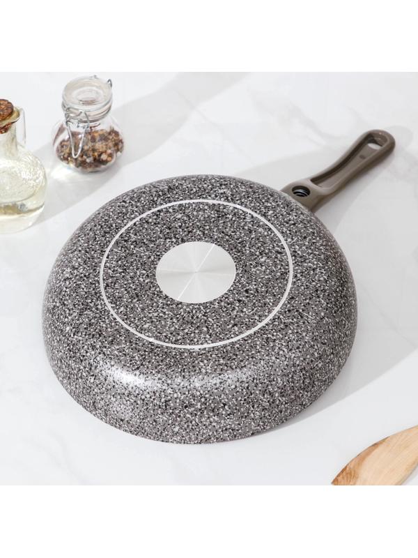 Сковорода Onyx, d=26 см, съёмная ручка, стеклянная крышка, антипригарное покрытие, цвет серый