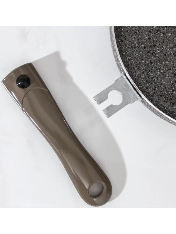 Сковорода Onyx, d=26 см, съёмная ручка, стеклянная крышка, антипригарное покрытие, цвет серый