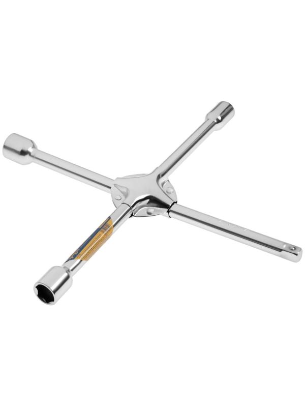 Ключ баллонный крестообразный усиленный ТУНДРА, 16 х 350 мм, сатин, 17х19х21 мм, квадрат 1/2