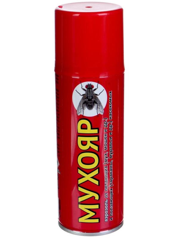 Аэрозоль Мухояр от мух,тараканов, клопов, блох, муравьев 180мл