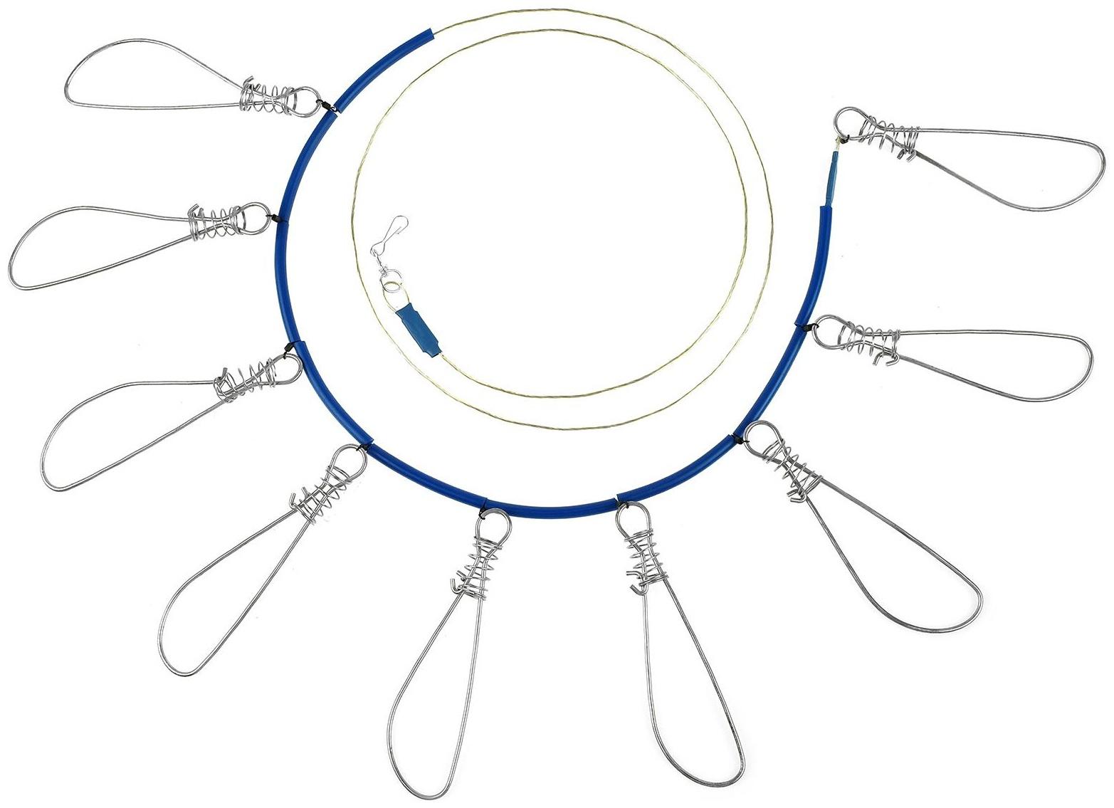 Кукан металлический, 9 карабинов, синий