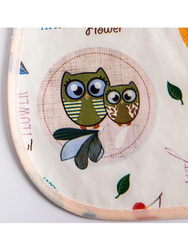 Нагрудник для кормления/слюнявчик непромакаемый из нетканого полотка с ПВХ покрытием, «Совы», цвет МИКС