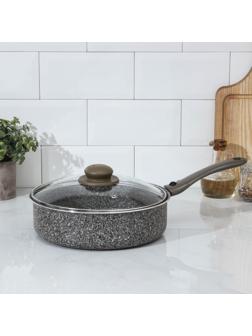 Сотейник Onyx, d=24 см, стеклянная крышка, съёмная ручка, антипригарное покрытие, цвет серый
