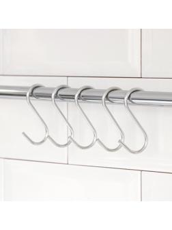Набор крючков для рейлинга Доляна, d=2,4 см, 7 см, 5 шт, цвет хром