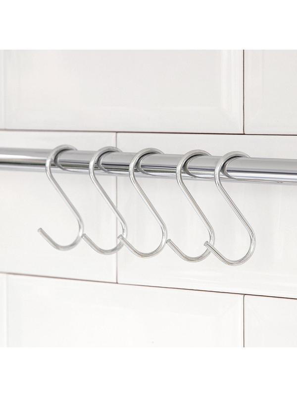 Набор крючков для рейлинга Доляна, d=2,4 см, 7 см, 5 шт, цвет хром