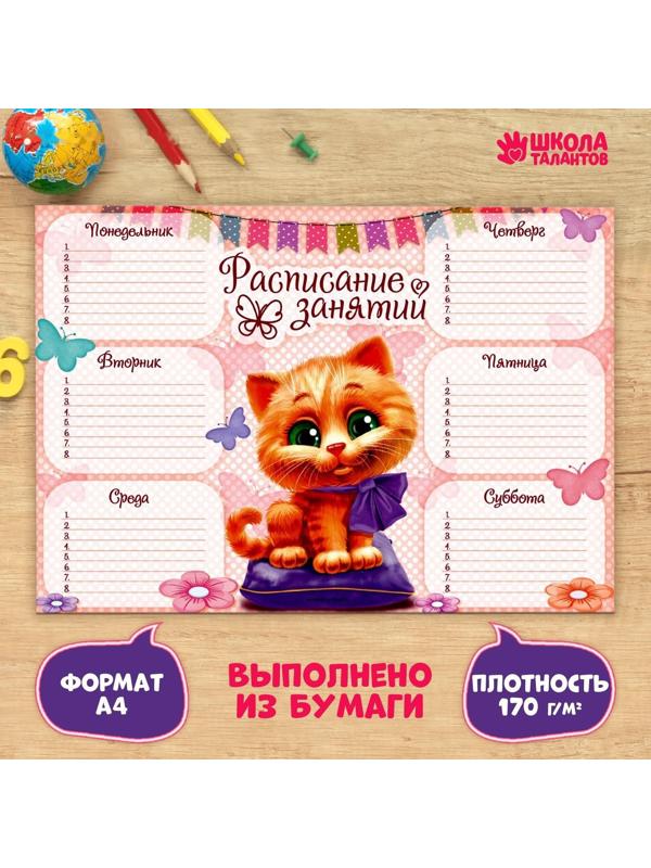 Расписание уроков А4 «Для девочек»