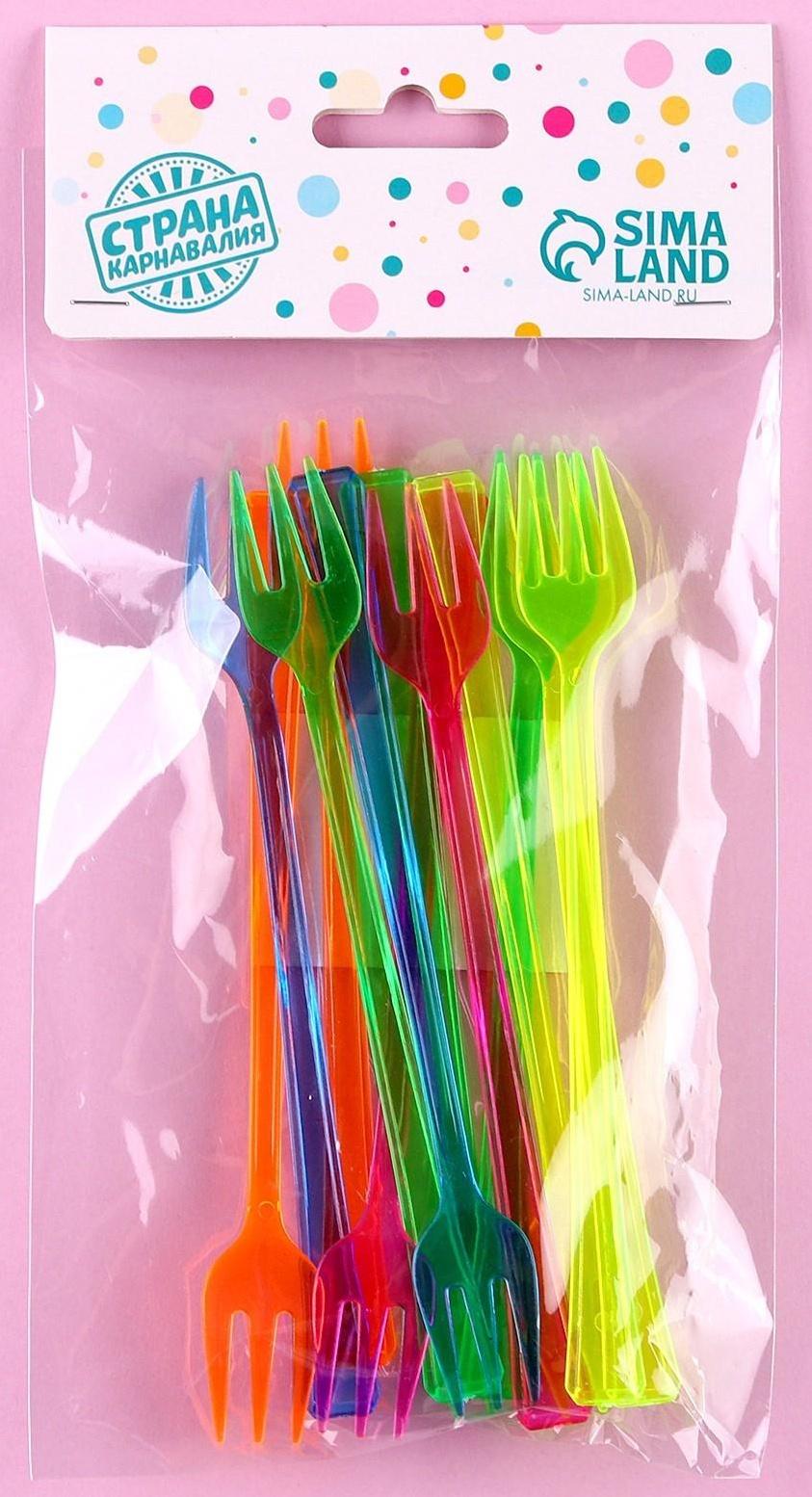 Пластиковые вилки, набор 12 шт., цвета МИКС