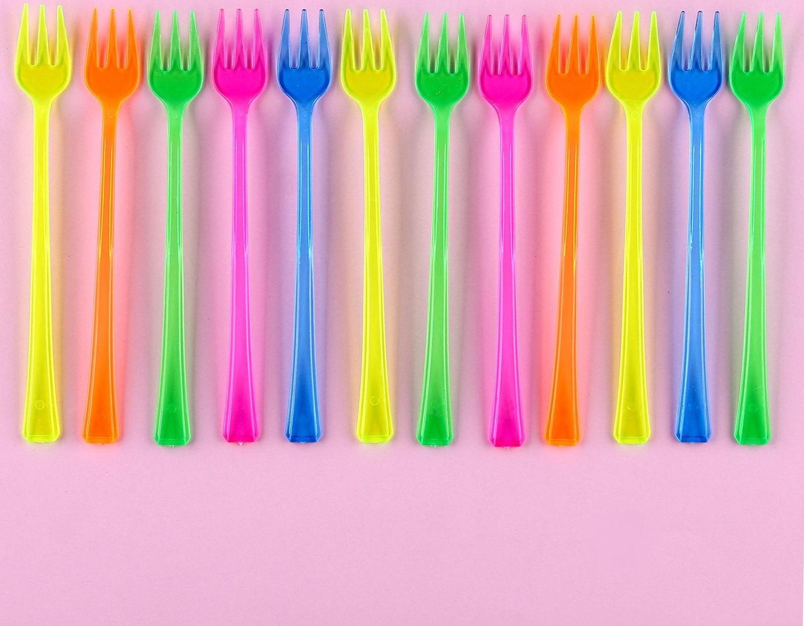 Пластиковые вилки, набор 12 шт., цвета МИКС