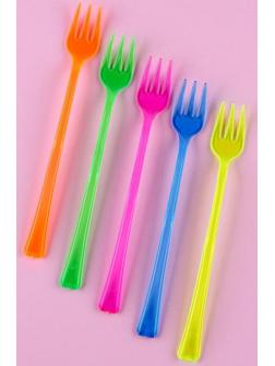 Пластиковые вилки, набор 12 шт., цвета МИКС