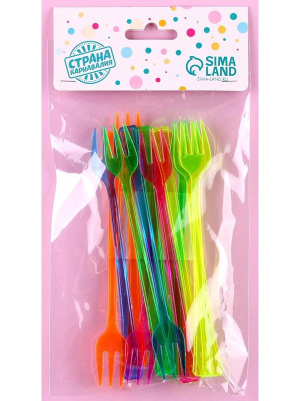 Пластиковые вилки, набор 12 шт., цвета МИКС