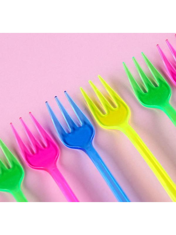Пластиковые вилки, набор 12 шт., цвета МИКС