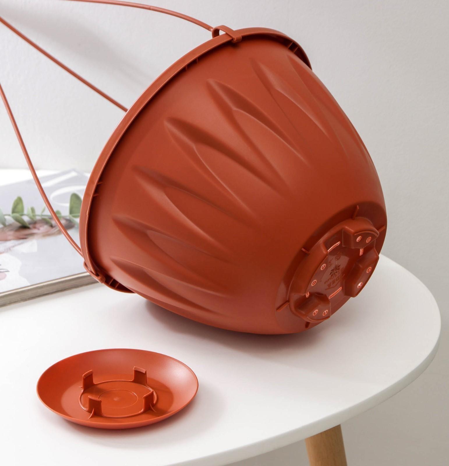 Кашпо уличное для цветов с поддоном «Алиция», 4,3 л, цвет терракотовый, ПОДВЕС В ПОДАРОК