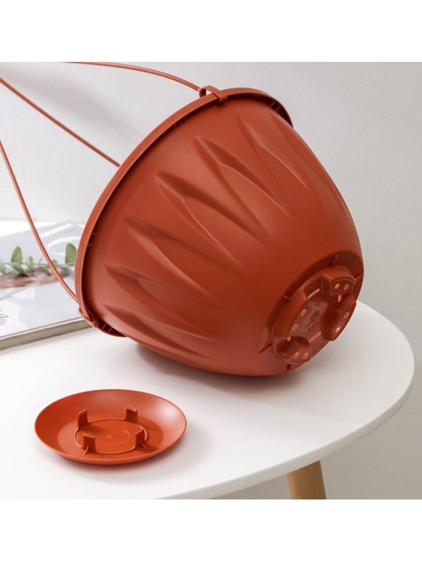 Кашпо уличное для цветов с поддоном «Алиция», 4,3 л, цвет терракотовый, ПОДВЕС В ПОДАРОК